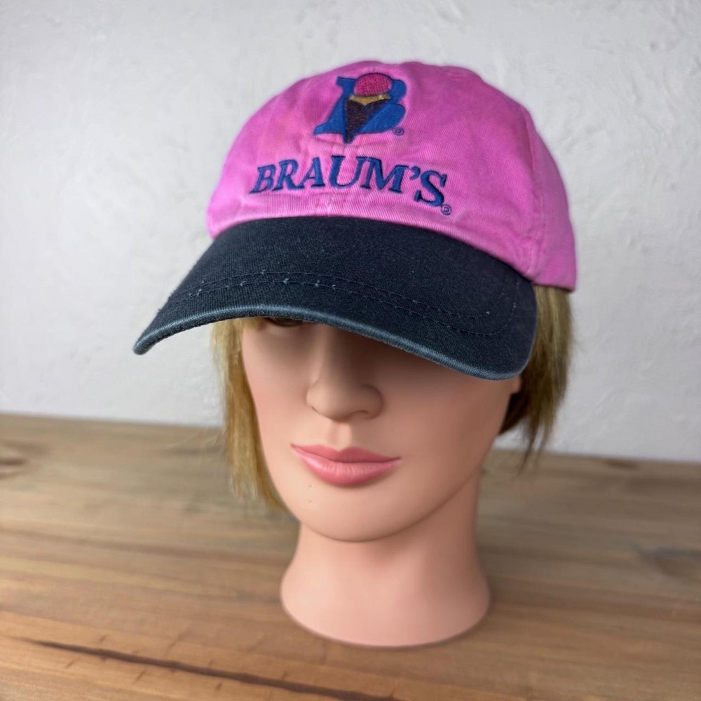 Braums Ice Cream Shop Baseball Cap Pink and Blue logo uniform hat logo summer